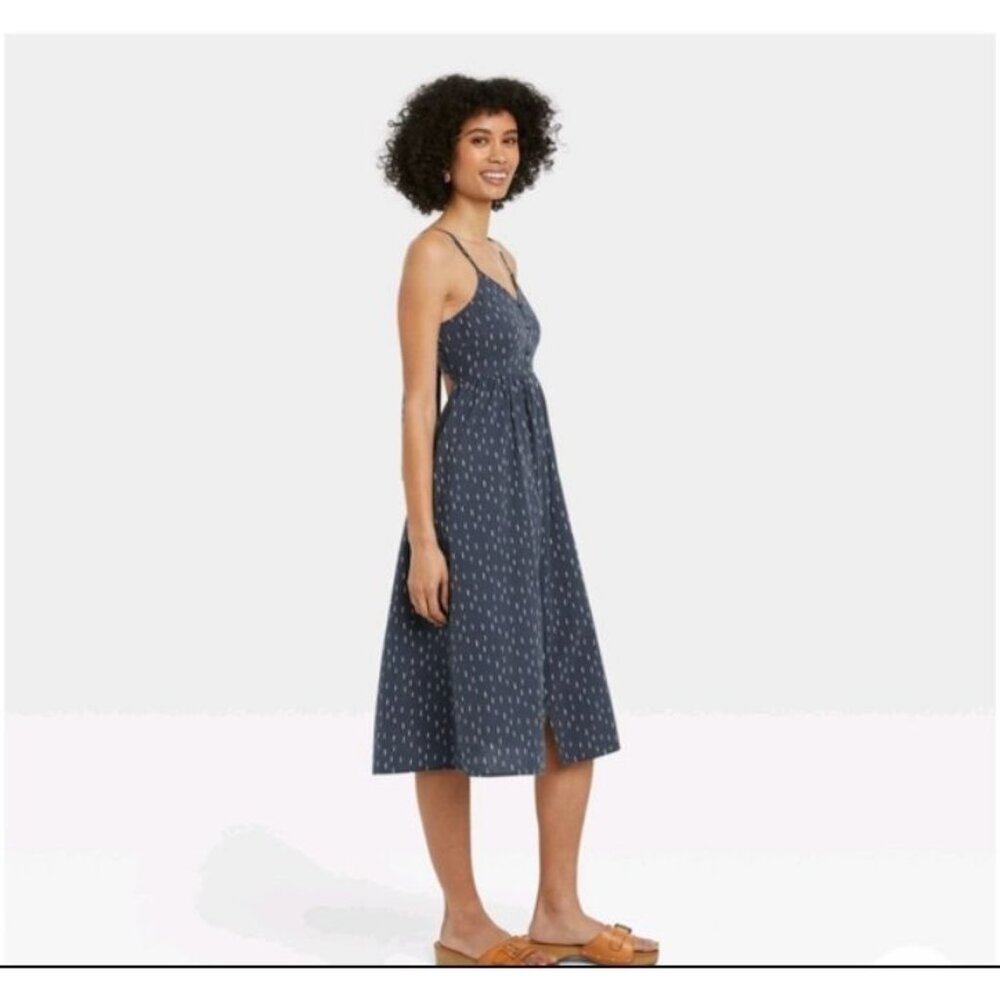 Universal Thread Women's Sleeveless Tie-Back A-Line Dress Navy blue Sz Small